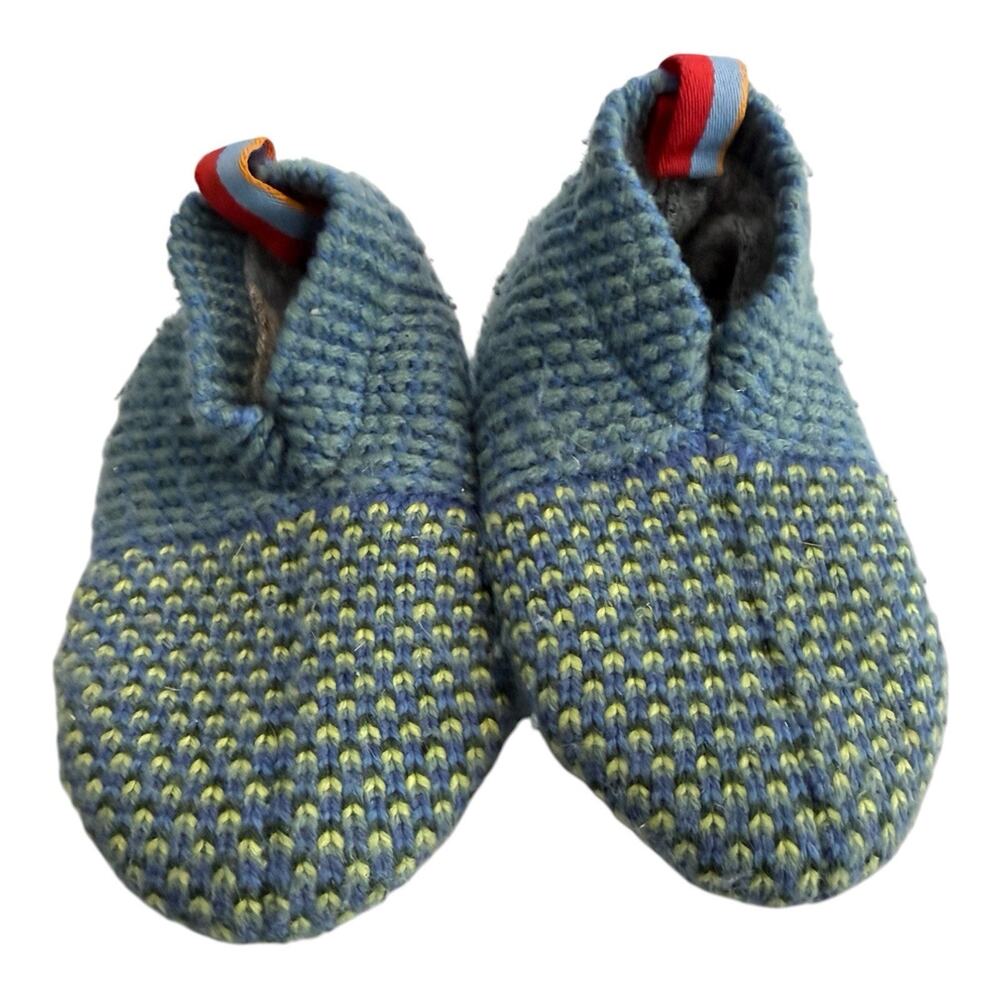 Bombas Toddler T5-7 Blue Knit Gripper Slippers